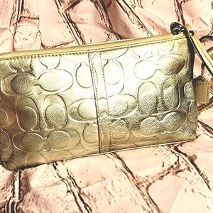 Coach Small Handbag, Y2K Metallic Coach Bag, Monogram Coach, Mini Purse, Clutch
